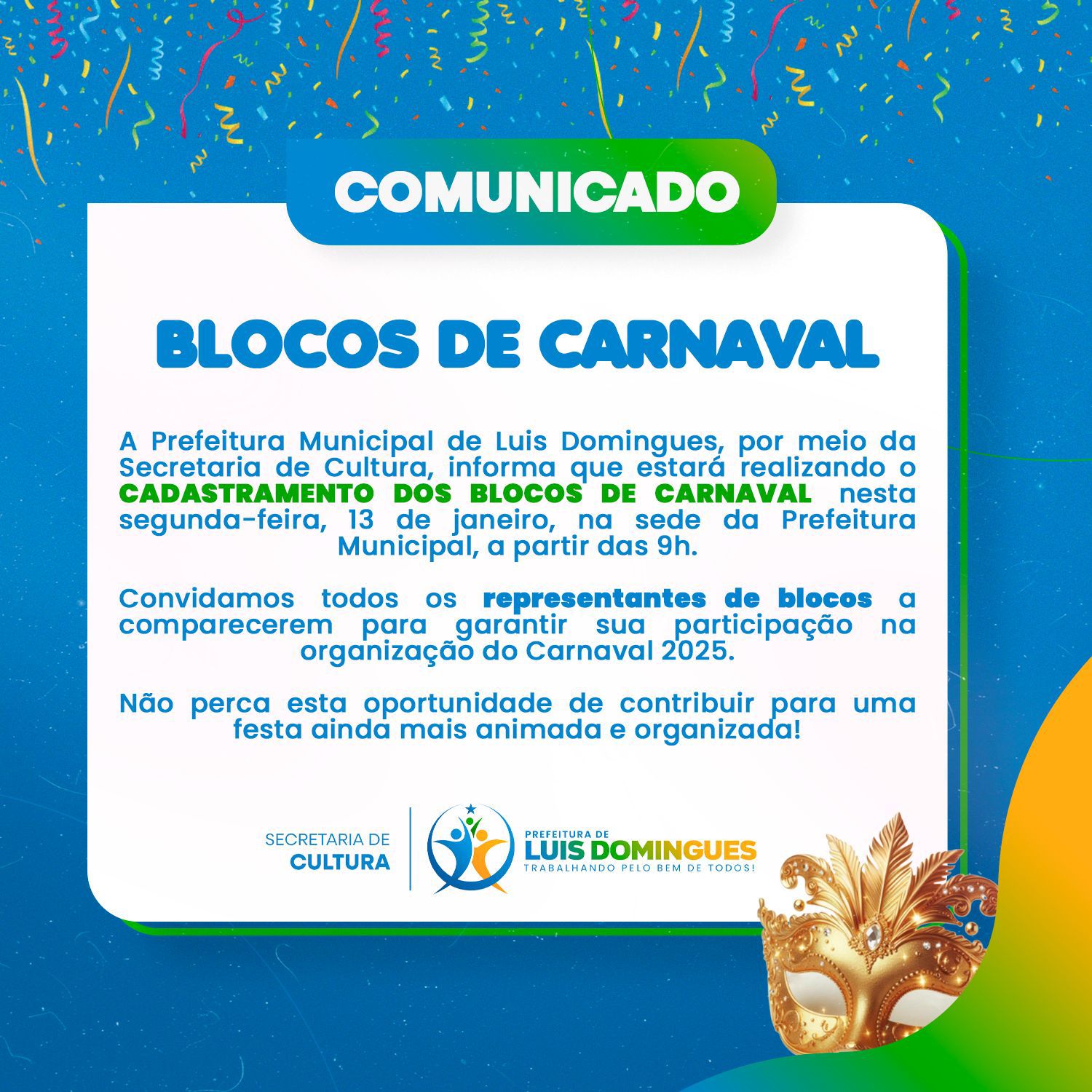 Comunicado -  Blocos de Carnaval